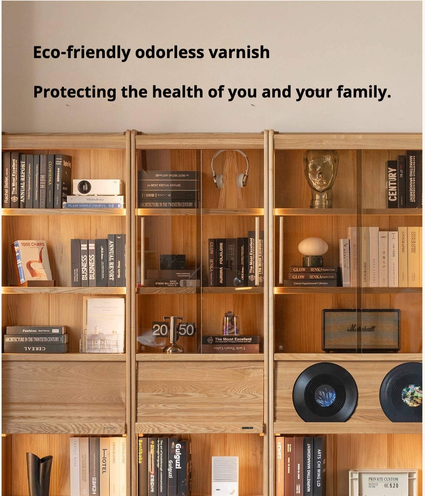 Oak, Ash Solid Wood Bookshelf with Integrated Booth Seating