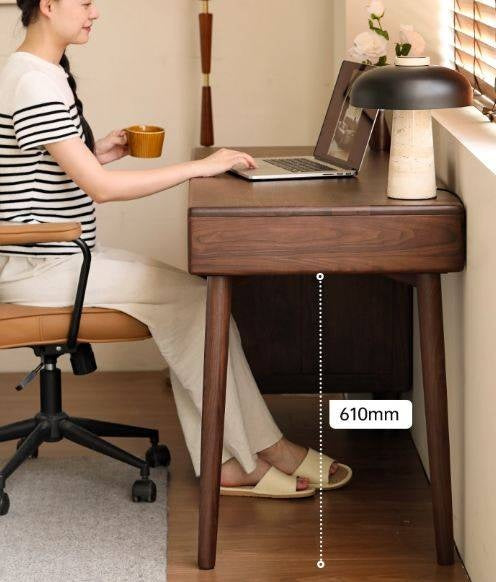 Black Walnut Solid Wood Integrated Desk With Drawer