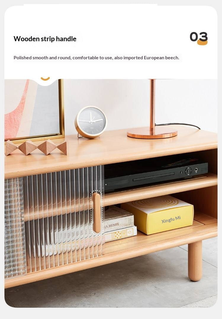 Beech Solid Wood TV Storage Cabinet.