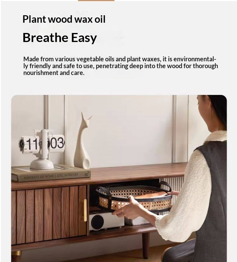 Black Walnut Solid Wood Nordic TV Cabinet.