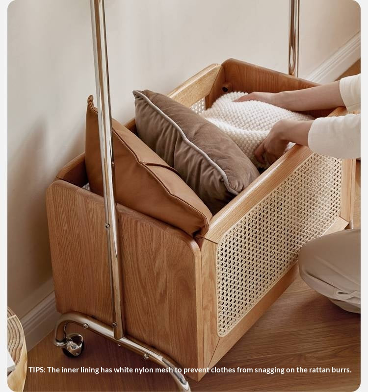 Rubberwood, Oak Solid Wood Rattan Woven Hanger