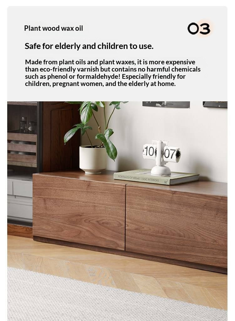 Black Walnut, Ash Solid Wood Floor Splicing Floor TV Cabinet.