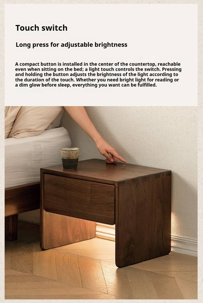 Black Walnut, Ash Solid Wood Simple Modern Nightstand