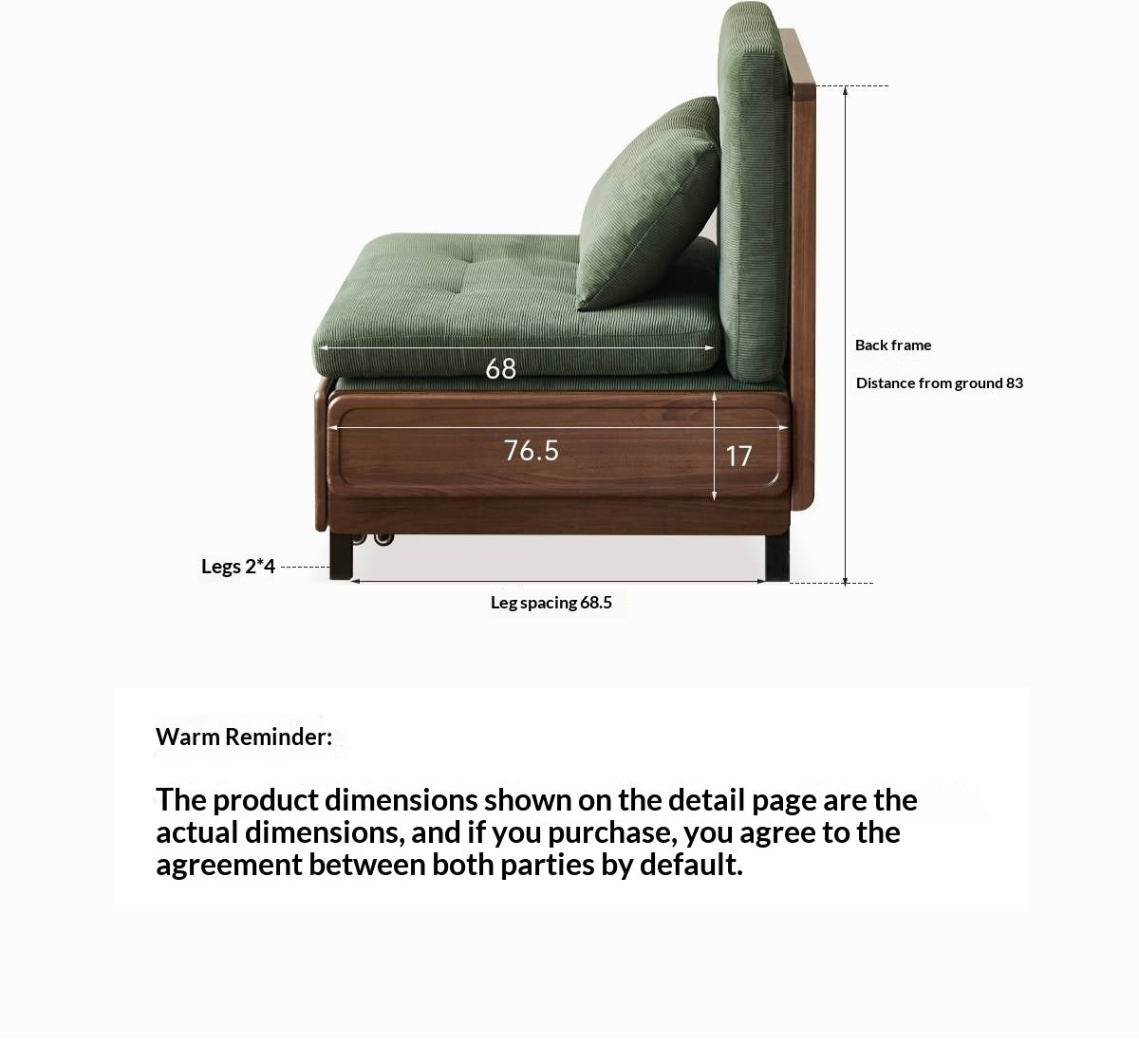 Black Walnut, Oak Solid Wood Sleeper Chair-sofa Bed with Attached Fold-Out Side Tray