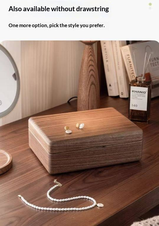 Black Walnut Solid Wood Jewelry Box with Large Capacity for Earrings and Necklaces