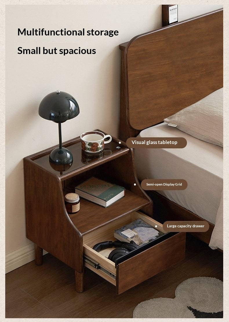 Oak Solid Wood, Solid Rubberwood Nightstand