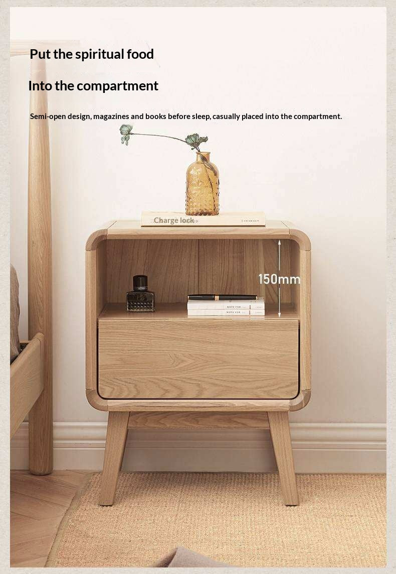 Ash Solid Wood Storage Modern Nightstand
