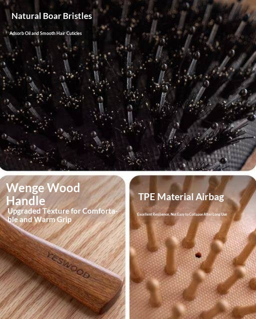 Nordic Beech Solid Wood Hair Care Cushion Comb