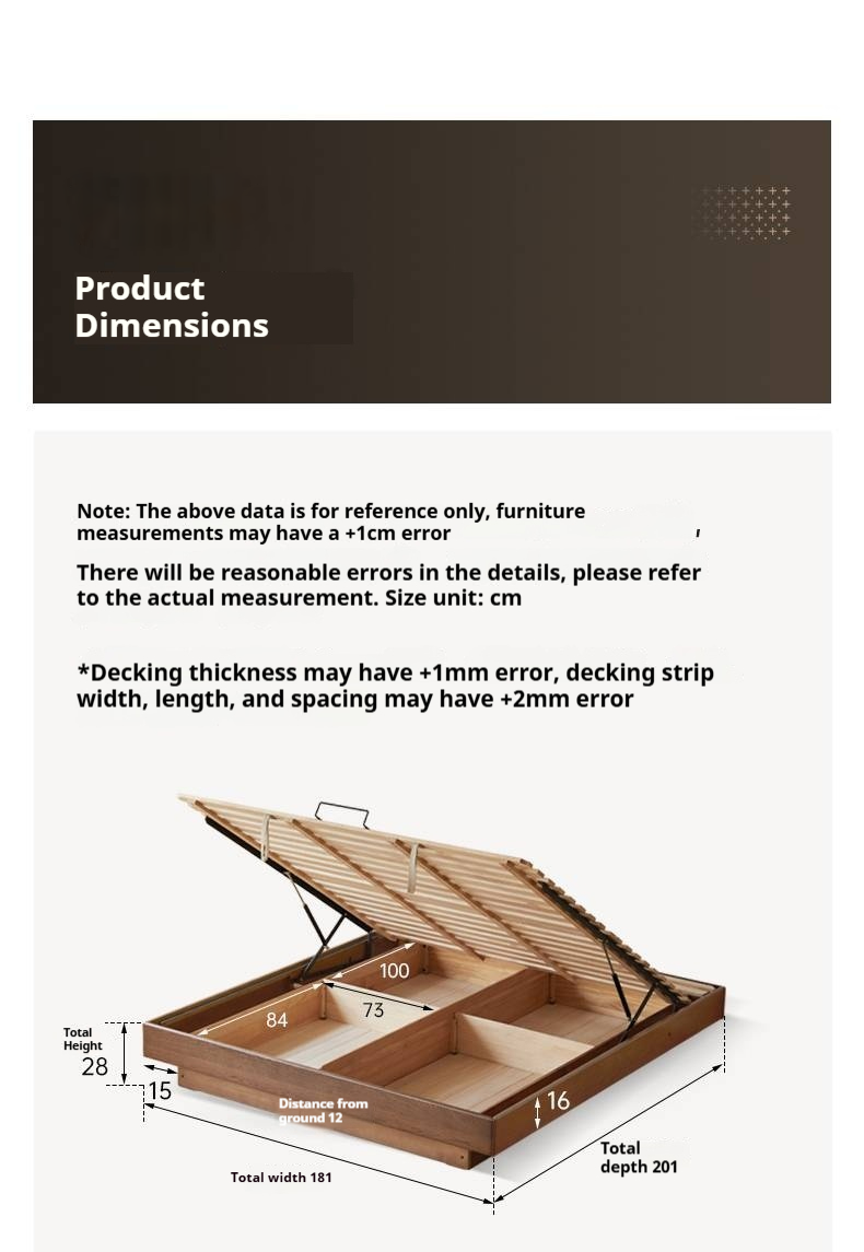 Oak Solid Wood Floating Platform Box Bed, Headboard-Free Bed with Light Modern Minimalist