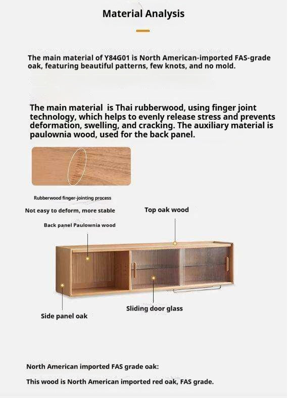 Oak Solid Wood,  Solid Rubberwood Wall-Mounted Sideboard Cabinet Locker