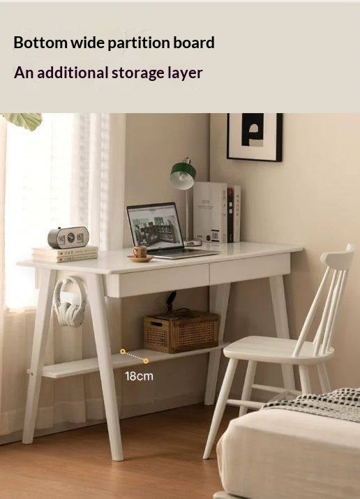Solid Rubberwood Cream Wind Office Desk