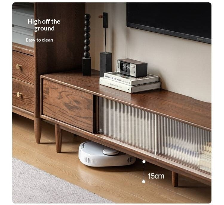 Oak Solid Wood Modern Simple Floor TV Cabinet.