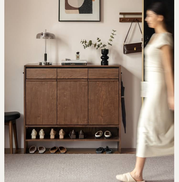 Black Walnut Solid Wood Italian Light Luxury Shoe Cabinet