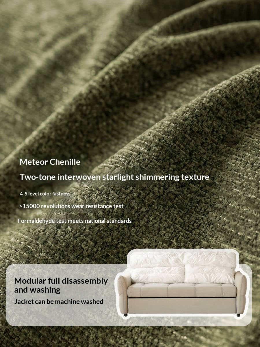 Chenille Sleeper Sofa with Pull-Out Bed Extension