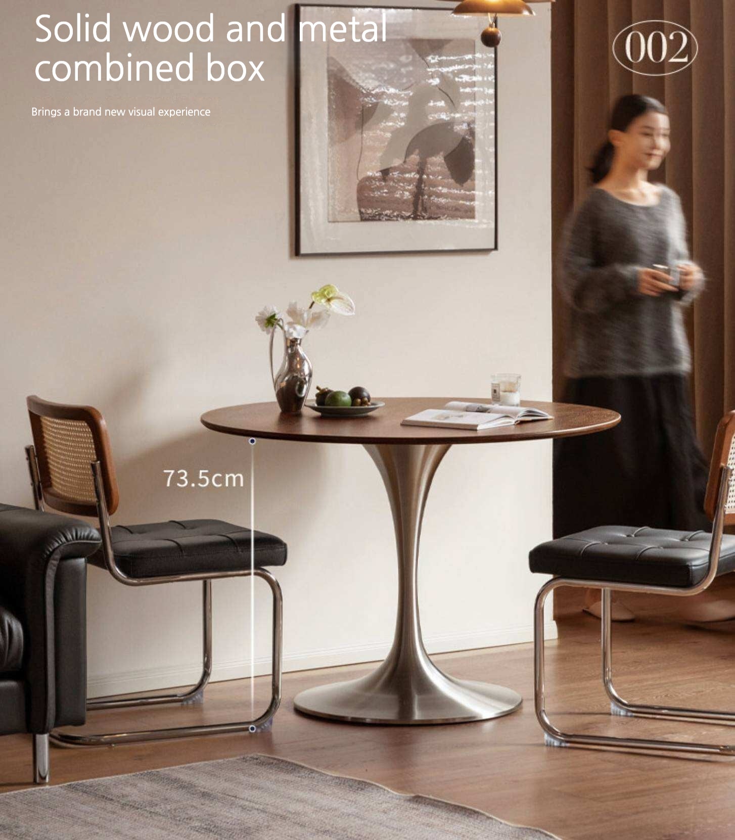 Black Walnut Solid Wood Dining Table Bauhaus Style