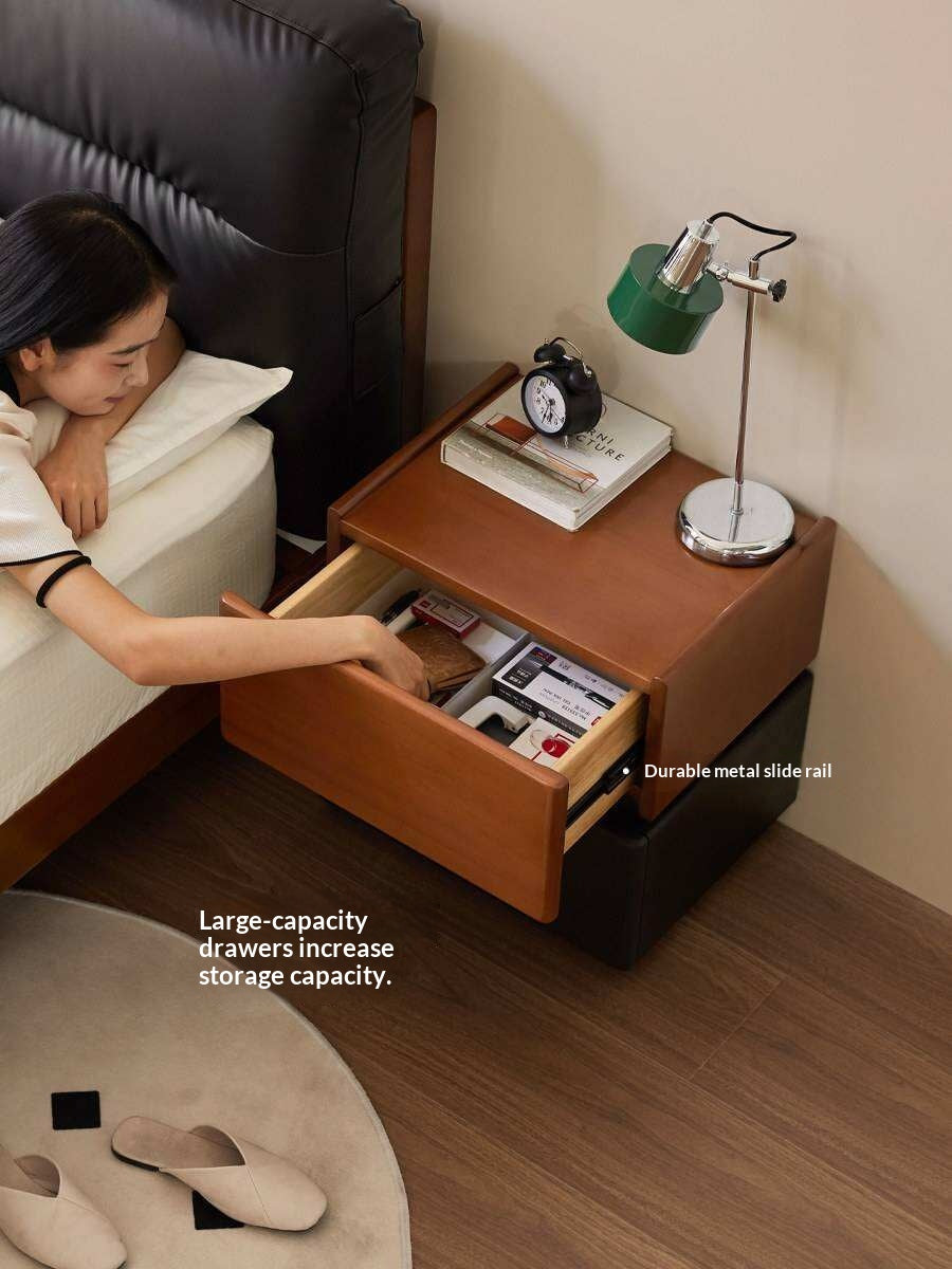 Ash, Poplar Solid Wood Modern Two-Tone Nightstand with 2 Drawers