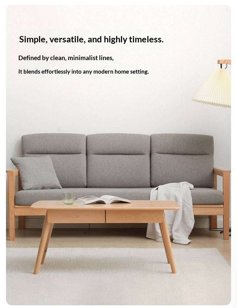 Beech Solid Wood Fabric Lounge Chair with Removable Cover