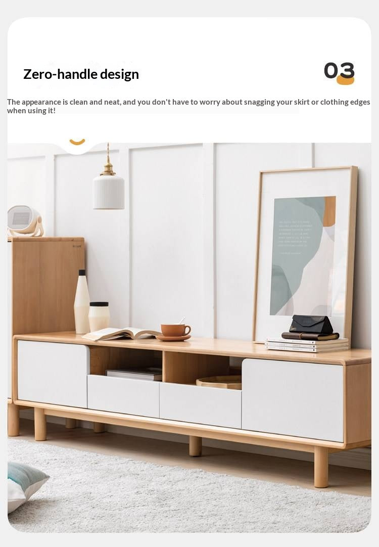 Oak Solid Wood TV Cabinet with Storage.