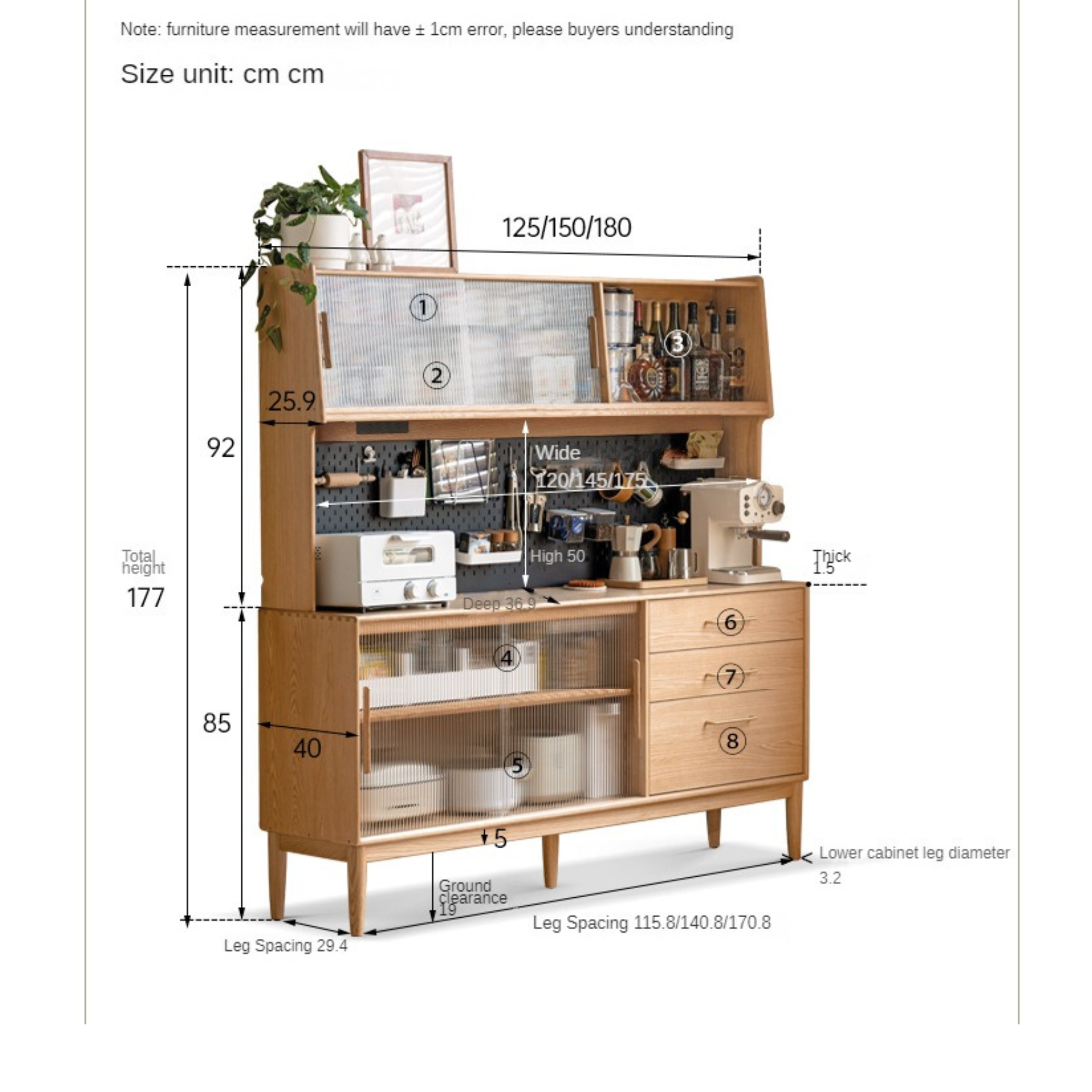 Oak Solid Wood Modern Multifunctional Sideboard,