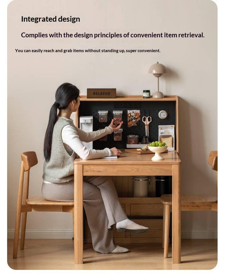 Oak Solid Wood Modern Minimalist Extendable Dining Table