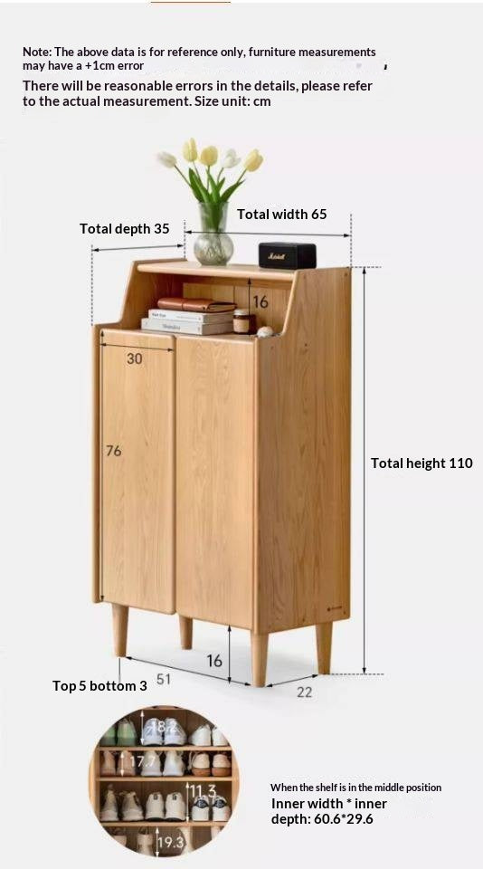 Oak Solid Wood Shoe Cabinet
