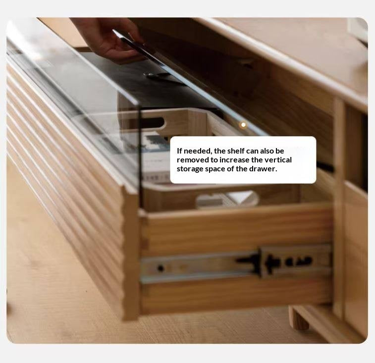 Ash Solid Wood Floor Modern Rock Board TV Cabinet.