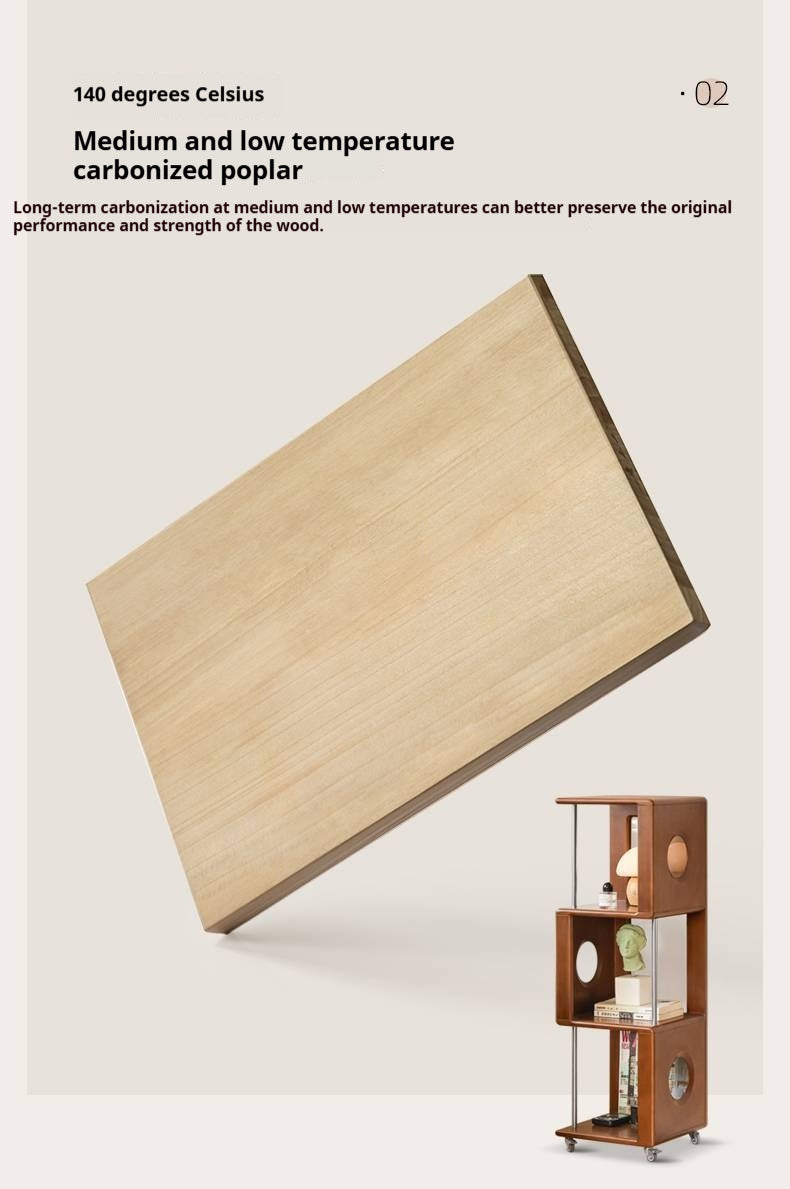 Poplar Solid Wood Vintage Style Mobile Bookshelf