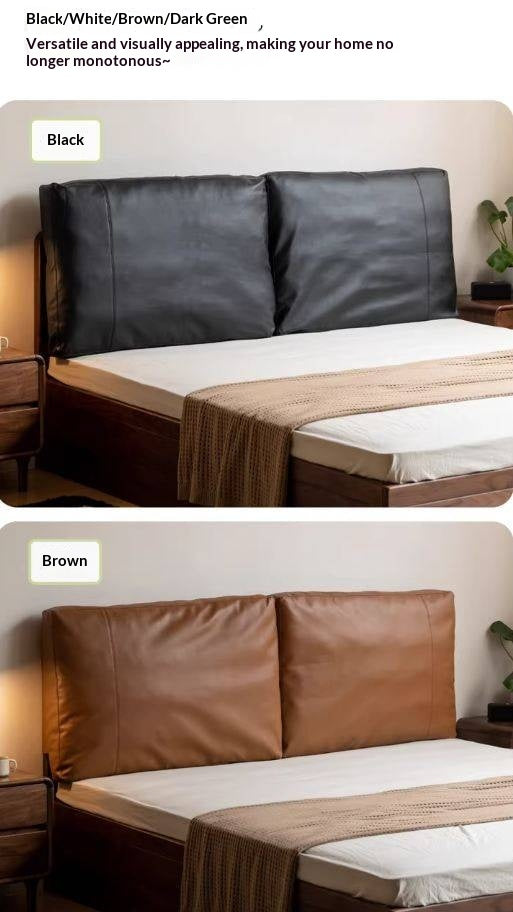 Soft Leather Headboard with Large Cushioned Backrest