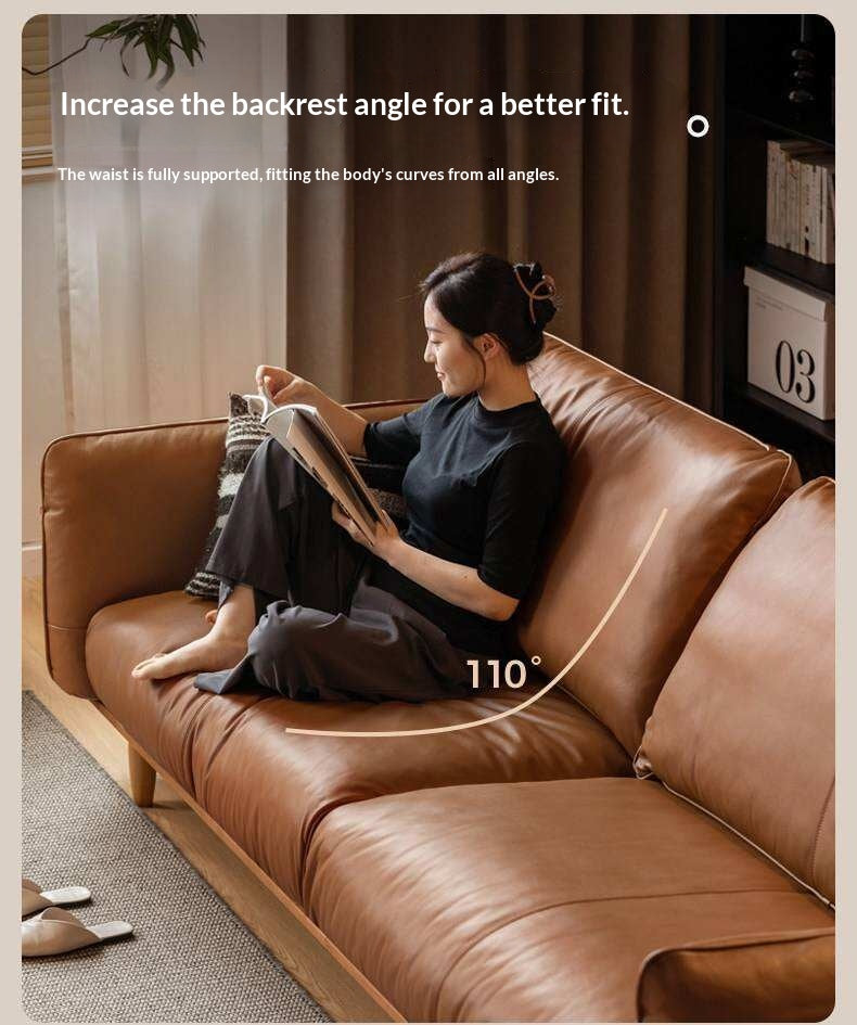 Cherry Wood Contemporary Casual Sofa Genuine Leather, Fabric