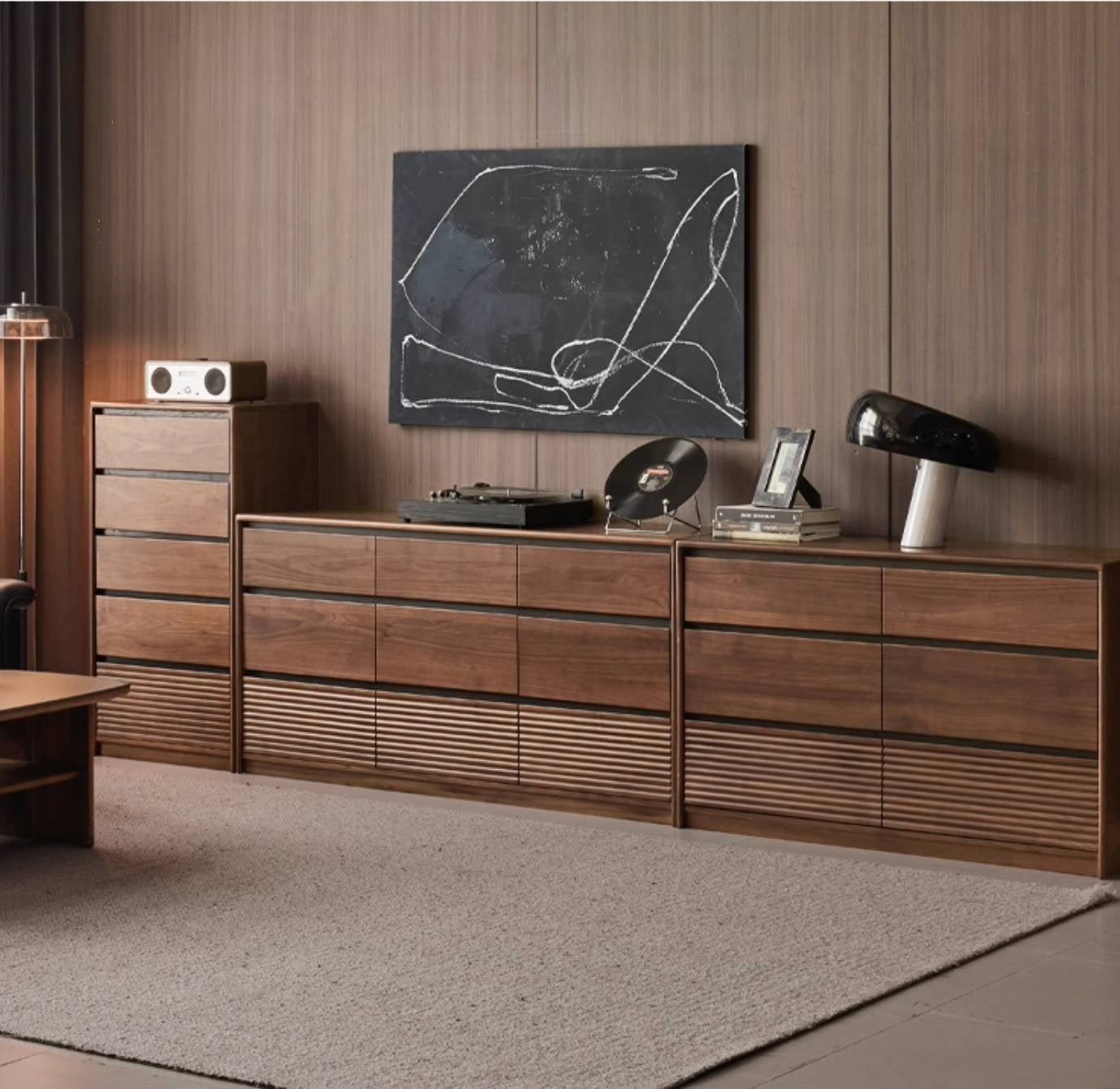 Black Walnut Solid Wood Italian Light Luxury Drawer