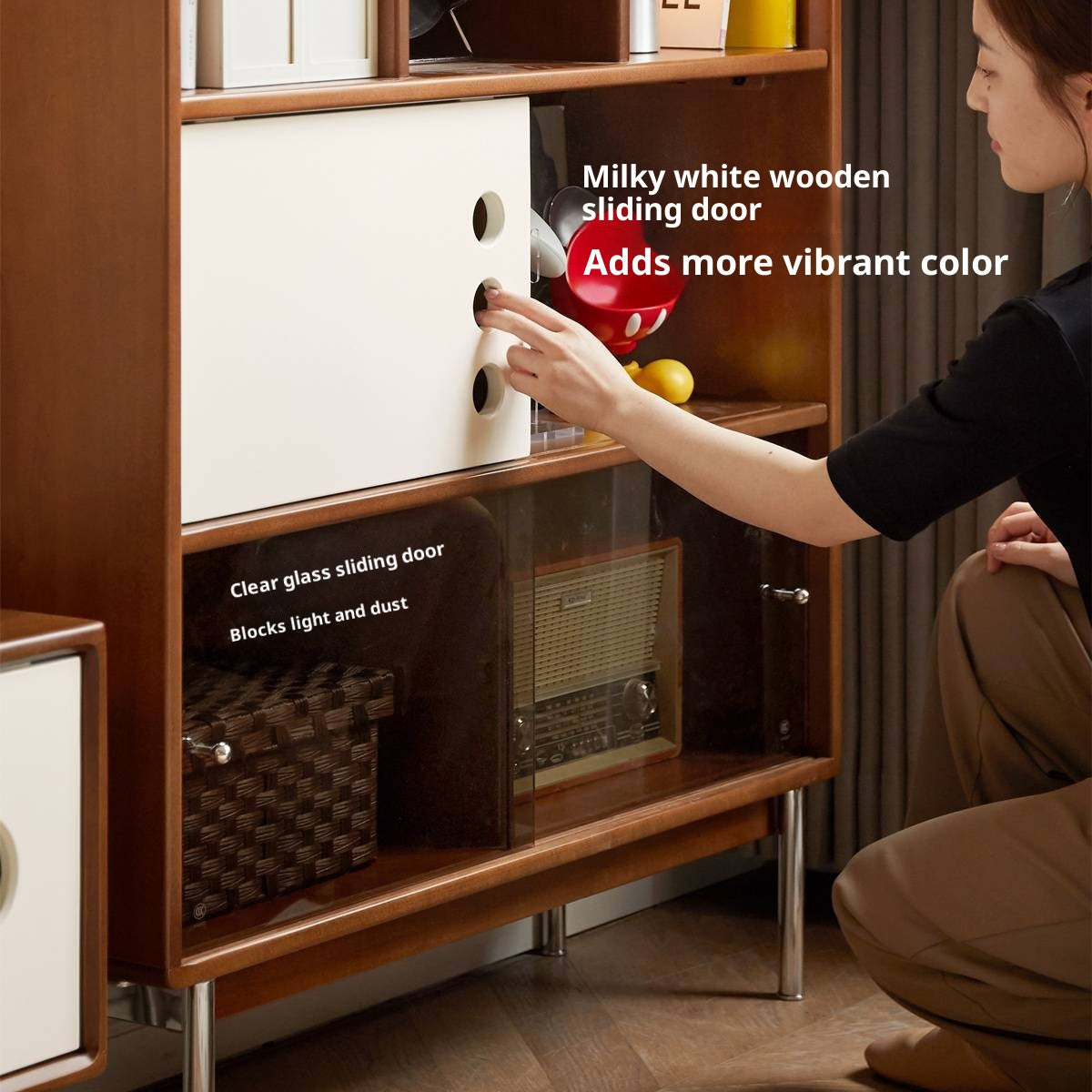 Poplar, Cherry Solid Wood Ancient Style Bookcase