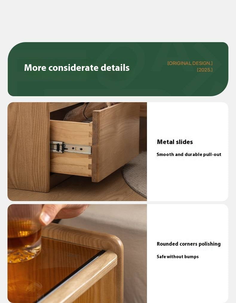 Ash Solid Wood Modern Nightstand