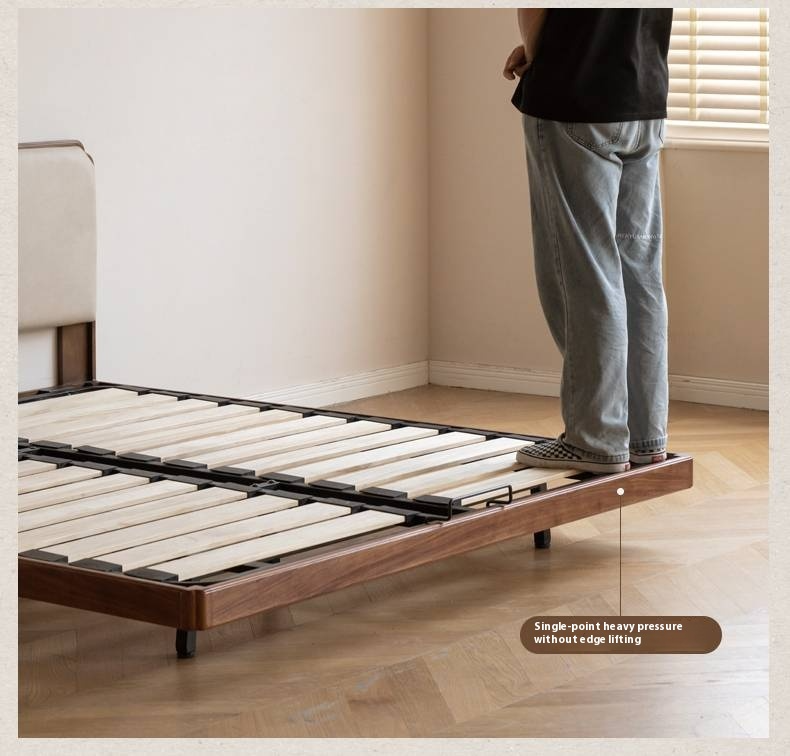 North American Black Walnut, Oak Technical Cloth Organic Leather Soft Suspended Bed