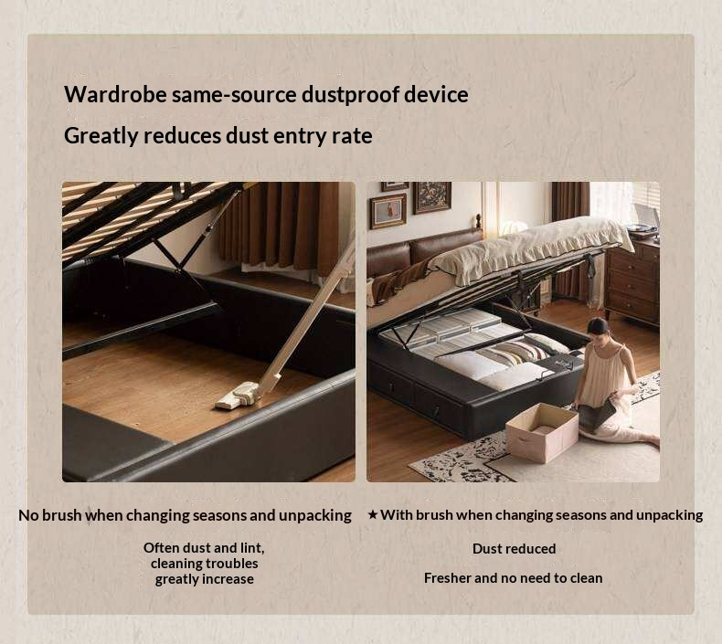 Genuine Leather Luxury Storage Bed with Lift-Up Storage Box Bed