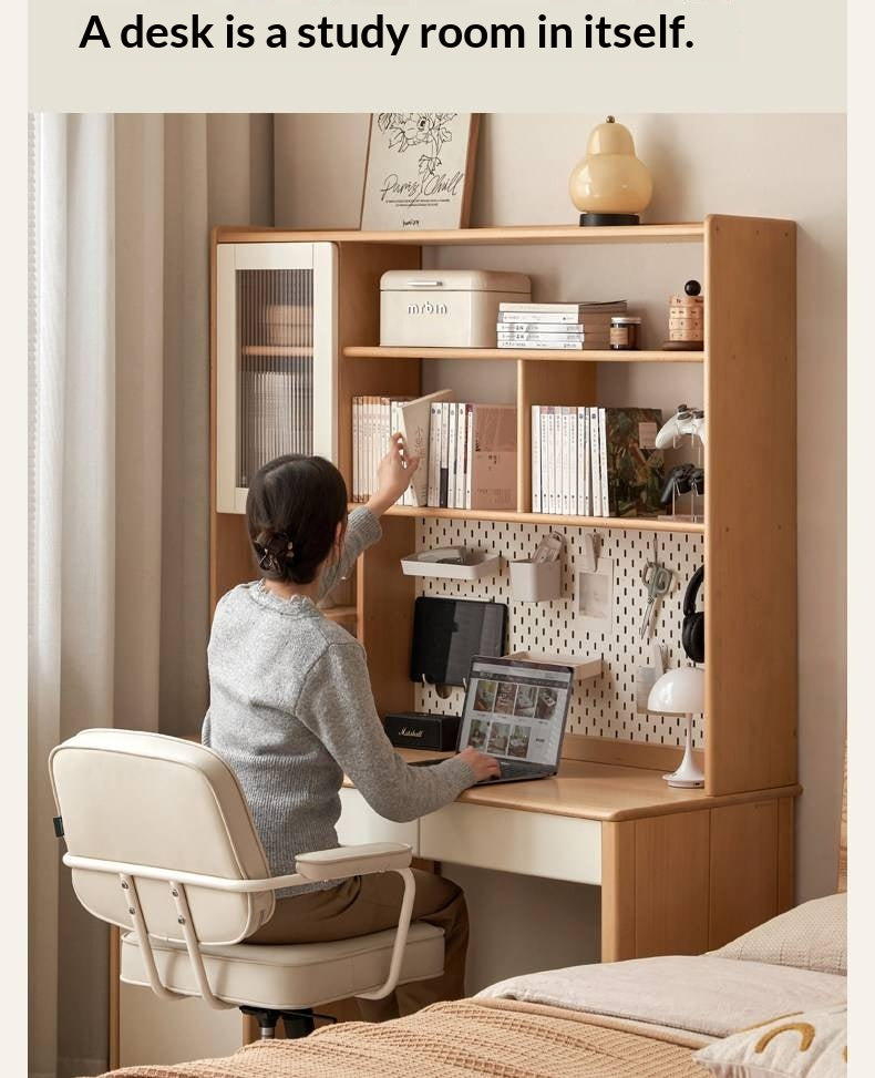 Beech Solid Wood Kids Desk Combination