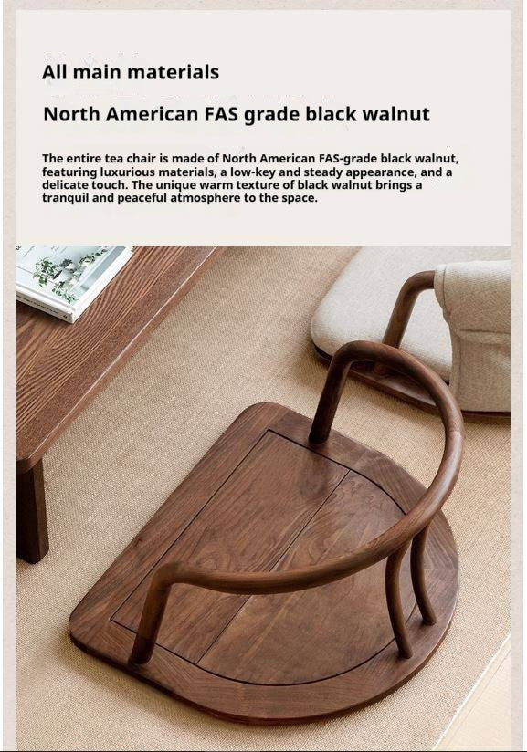 Black Walnut, Ash Solid Wood Tatami Soft Backrest Meditation Chair