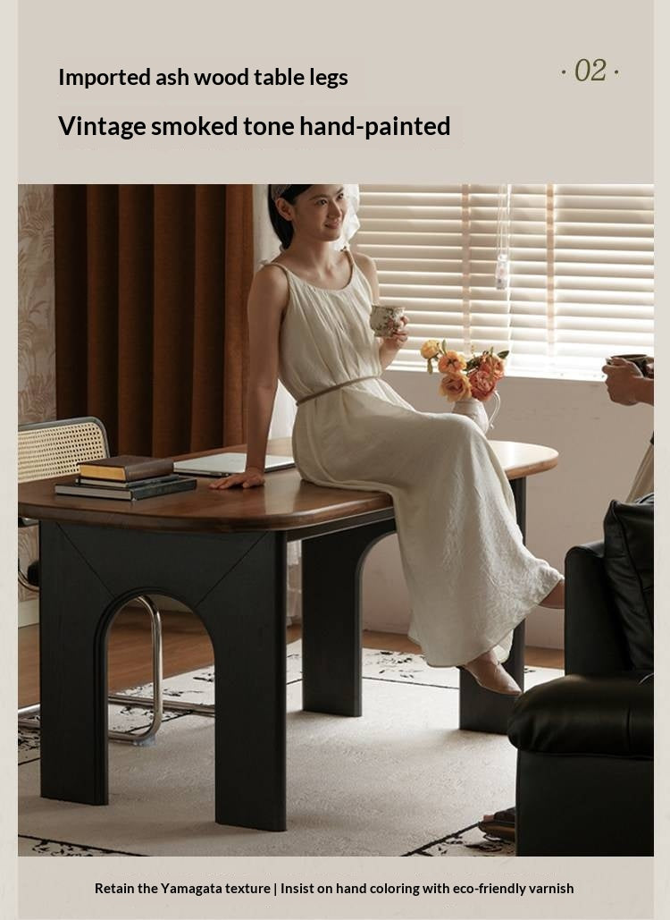 Black Walnut Solid Wood Dining Table French Retro