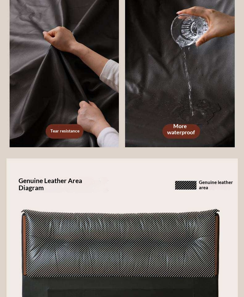 Genuine Leather Platform Bed with Wingback Tufted Headboard