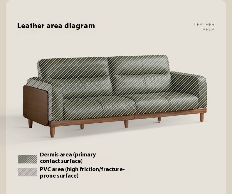 Sandalwood, Ash Solid Wood Genuine Leather, fabric High-Back Sofa