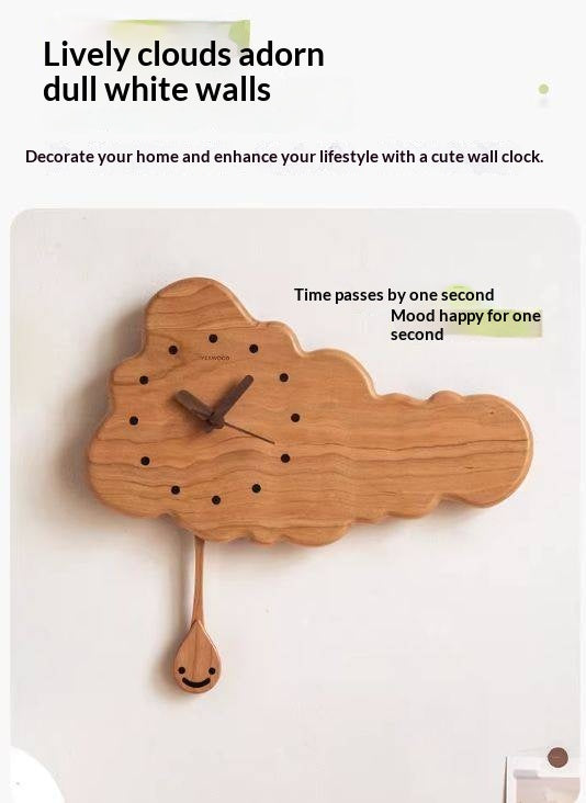 Cherry Solid Wood Nordic Style Eco Friendly Wall Clock