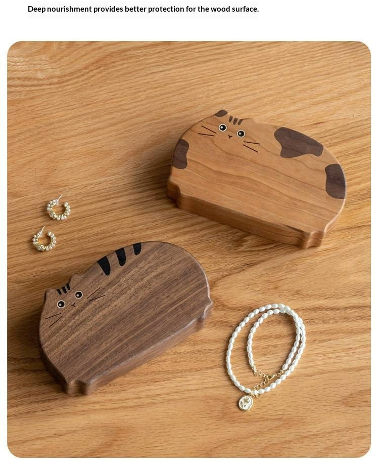 Cherry, Black Walnut Solid Wood Portable Jewelry Box with Multi-Compartment Storage