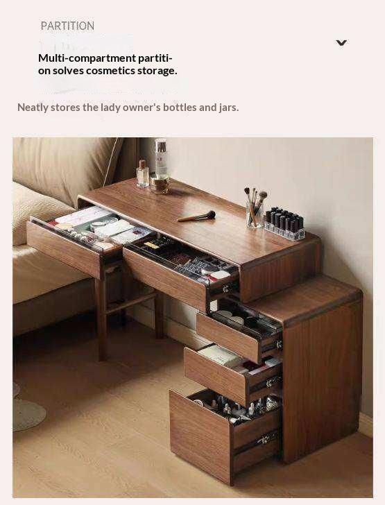 Black Walnut, Oak, Ash, Solid Longan Hardwood, Sandalwood Solid Wood Retractable Vanity Table.