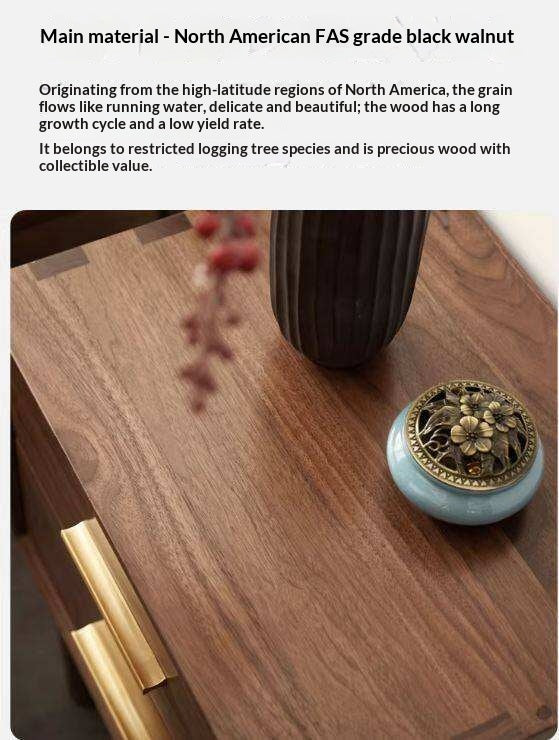 Black Walnut Solid Wood Nightstand.