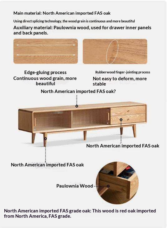 Solid Rubberwood, Oak, Beech Solid Wood Nordic Modern TV Stand