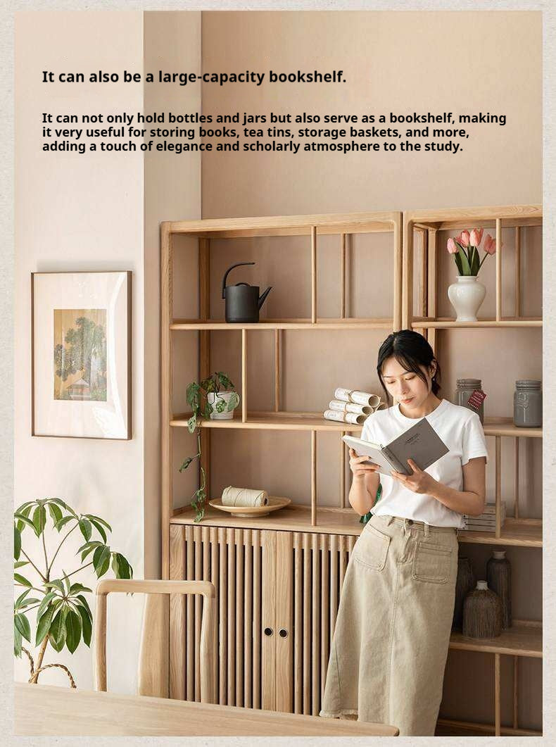 Ash Solid Wood Bookshelf Combined Bookcase Display Cabinet Wall Shelf