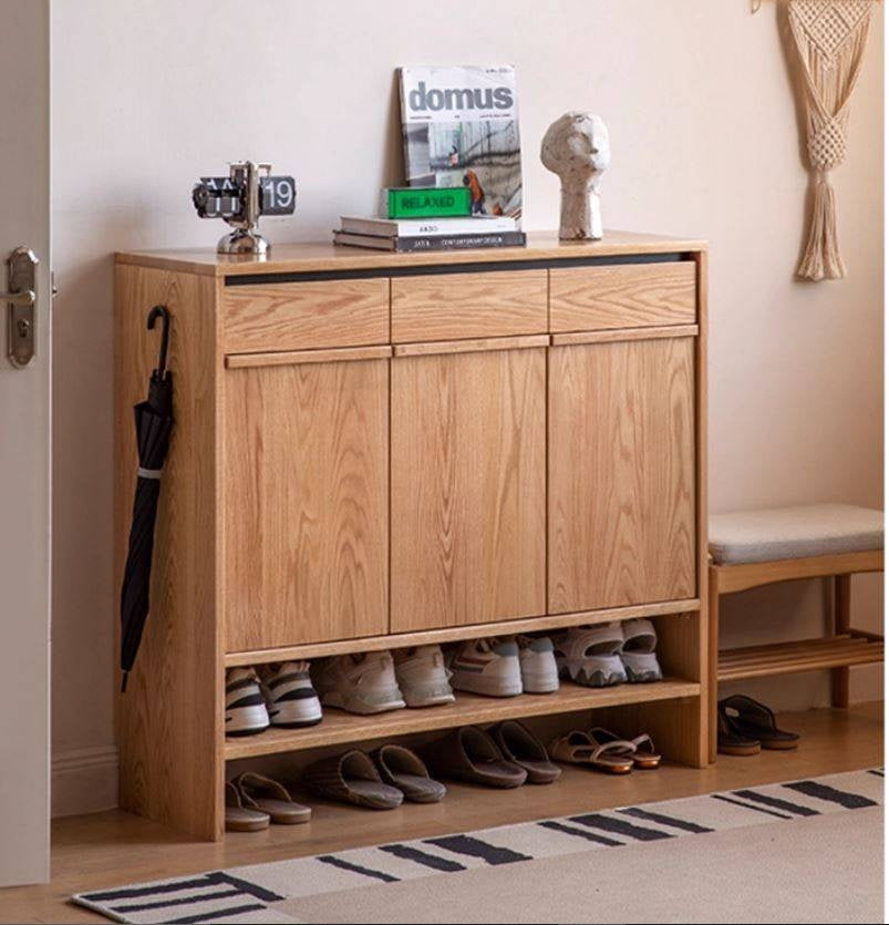 Oak Solid Wood Capacity Shoe Cabinet