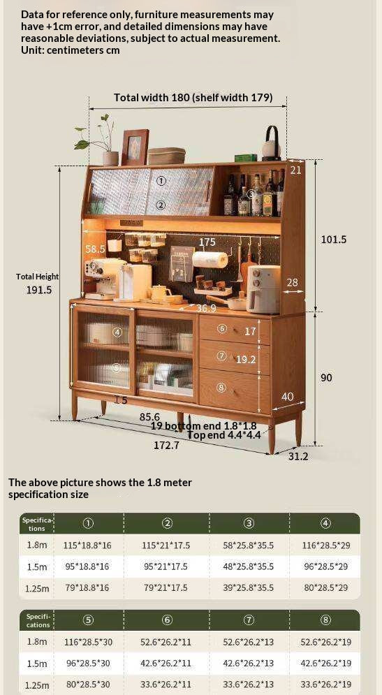 Cherry Solid Wood Sideboard High Cabinet Multi-Functional Buffet