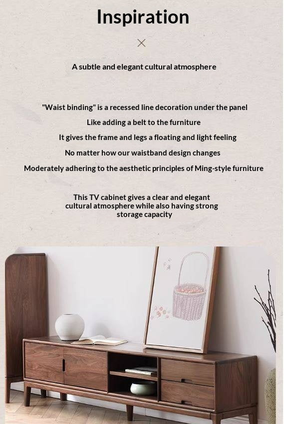 Ash, Black Walnut Solid Wood Modern Simple TV Cabinet