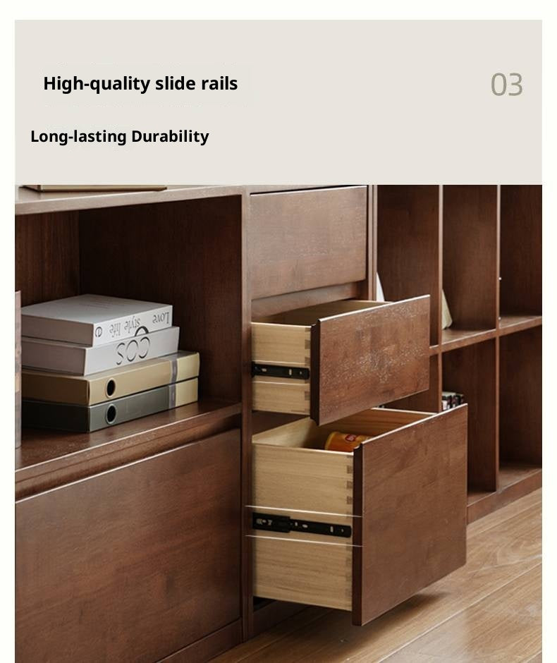 Solid Rubberwood Wall-Mounted Combination Bookcase