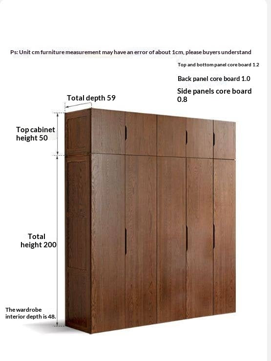 Oak, Solid Rubberwood Modern Wardrobe